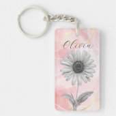 デリケート赤面ピンクデイジー花 キーホルダー (正面)