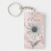 デリケート赤面ピンクデイジー花 キーホルダー (正面)