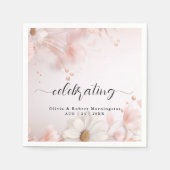 デリケート赤面ピンクデイジー スタンダードカクテルナプキン (正面)