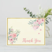 デリケート赤面ピンクローズサンキューカード サンキューカード (スタンド正面)