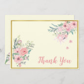 デリケート赤面ピンクローズサンキューカード サンキューカード (正面/裏面)