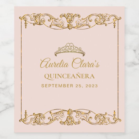 デリケート赤面ピンク金ゴールド縁どフレームキンセアニェラ ワインラベル (シングルラベル)