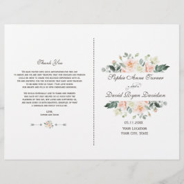 デリケート赤面ホワイトクリームフラワーズ結婚式 プログラム