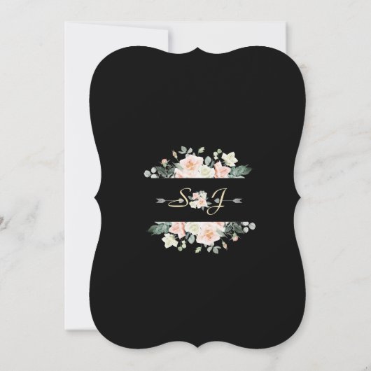 デリケート赤面ホワイトフラワーズリースブライダルシャワー 招待状 (裏面)