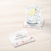 デリケート赤面暖かいトーン秋パンプキンベビーシャワー スクエアペーパーコースター (インサイチュ)