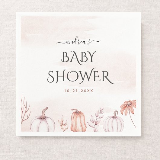 デリケート赤面暖かいトーン秋パンプキンベビーシャワー スタンダードカクテルナプキン