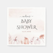 デリケート赤面暖かいトーン秋パンプキンベビーシャワー スタンダードカクテルナプキン (正面)