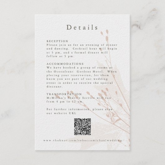 デリケート赤面水彩フローラ結婚の詳細 エンクロージャーカード (正面)