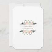 デリケート赤面白い花金ゴールド確認 招待状 (裏面)