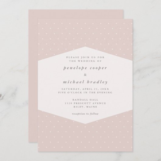 デリケート赤面結婚ピンク 招待状 (正面/裏面)