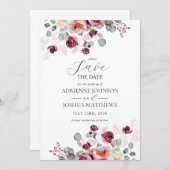 デリケート赤面&ブルゴーニュ結婚フローラ セーブザデート (正面/裏面)