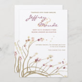 デリケート金ゴールドさくらんぼブロッサム結婚式招待状 招待状 (正面/裏面)