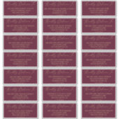 デリケート金ゴールドとブルガンディゲスト住所 シール (正面)