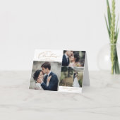 デリケート金ゴールドクリスマスフォールド結婚ホリデー サンキューカード (正面)