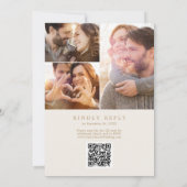 デリケート金ゴールドクリームフォトコラージュQRコード結婚ズ 招待状 (裏面)