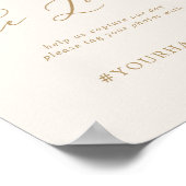 デリケート金ゴールドクリーム共有ザ結婚ラブズハッシュタグ ポスター (角)