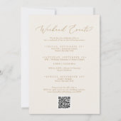 デリケート金ゴールドクリーム週末イベントQRコード結婚ズ 招待状 (裏面)