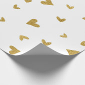 デリケート金ゴールドセピアハート紙吹雪ホワイト結婚ズ ラッピングペーパー (角)