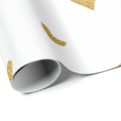 デリケート金ゴールドセピアハート紙吹雪ホワイト結婚ズ ラッピングペーパー (ロールコーナー)