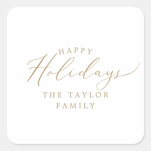 デリケート金ゴールドハッピーホリデイズホリデーギフト スクエアシール (正面)