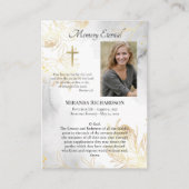 デリケート金ゴールドバラ正当葬儀祈りの言葉カード プレイスカード (正面)