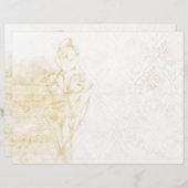 デリケート金ゴールドフローラ&ダマスクブックエフェメラ (正面/裏面)