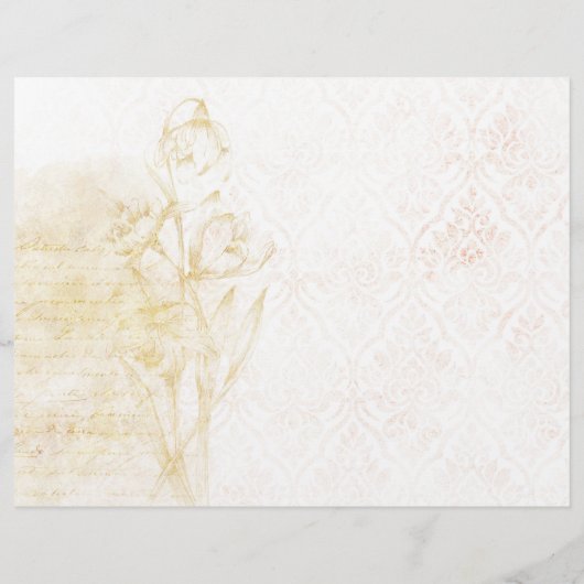 デリケート金ゴールドフローラ&ダマスクブックエフェメラ (裏面)
