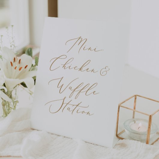 デリケート金ゴールドミニチキン&ワッフルステーション 台座サイン