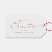 デリケート金ゴールドメリークリスマスファミリーホリデー ギフトタグ (正面(横))