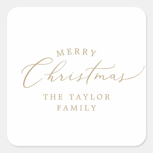 デリケート金ゴールドメリークリスマスホリデーギフト スクエアシール (正面)