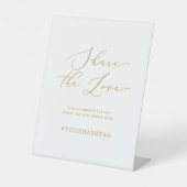 デリケート金ゴールド共有ザ結婚ラブのハッシュタグ 台座サイン (正面)