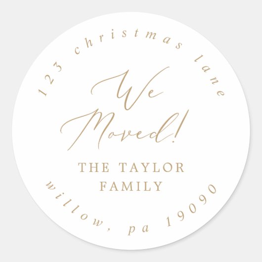 デリケート金ゴールド我々は円形差出人住所を移動 ラウンドシール (正面)