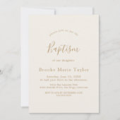 デリケート金ゴールド書道クリームバプテスマ招待状 招待状 (正面)