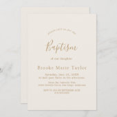 デリケート金ゴールド書道クリームバプテスマ招待状 招待状 (正面/裏面)