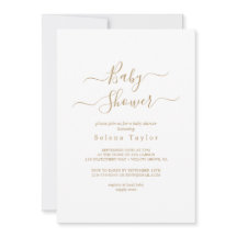 デリケート金ゴールド書道赤ちゃんシャワー招待状