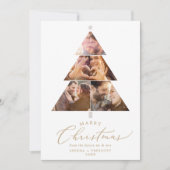 デリケート金ゴールド結婚クリスマスツリー写真ホリデー セーブザデート (正面)