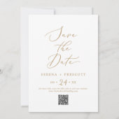 デリケート金ゴールド結婚クリスマスツリー写真ホリデー セーブザデート (裏面)