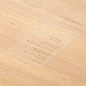 デリケート金ゴールド結婚植物薬 アクリル招待状 (レイダウン)