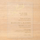 デリケート金ゴールド結婚植物薬 アクリル招待状 (正面)