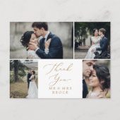 デリケート金ゴールド4写真テンプレートありがとう ポストカード (正面)