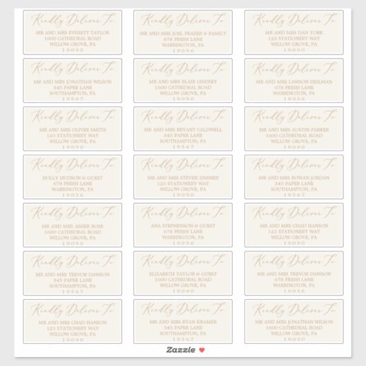 デリケート金ゴールド&クリームゲスト住所 シール (シート)