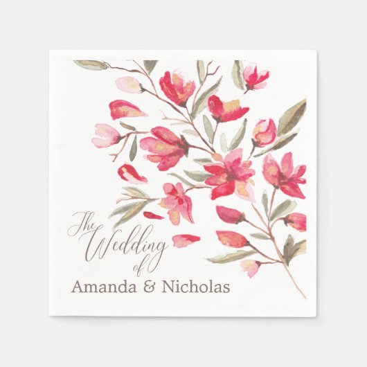 デリケート開花タイポグラフィラス結婚トの スタンダードカクテルナプキン (正面)