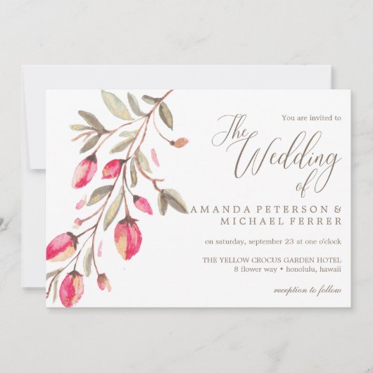 デリケート開花タイポグラフィラス結婚トの 招待状 (正面)