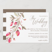 デリケート開花タイポグラフィラス結婚トの 招待状 (正面/裏面)