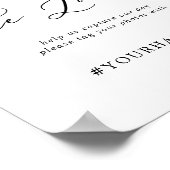 デリケート黒共有愛の結婚ハッシュタグのサイン ポスター (角)