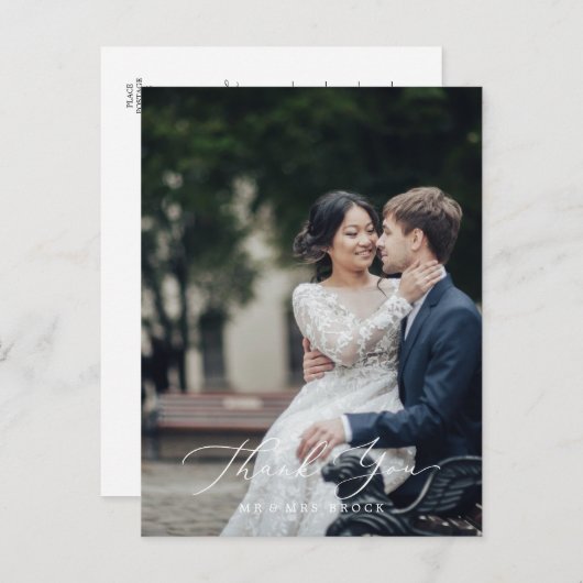 デリケート黒写真テンプレートありがとう ポストカード (正面/裏面)