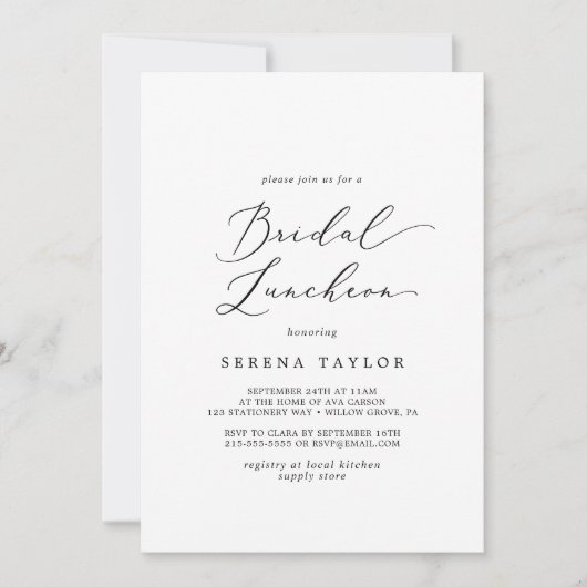 デリケート黒書道ブライダル昼食会 招待状 (正面)