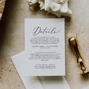 デリケート黒DIYエレガントな結婚式詳細カード 招待状