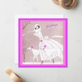 デリケート1920のレディ、ウォフロシアのハウンド、雪のコピー ノートカード (正面/裏面インサイチュ)