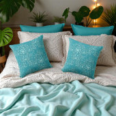 デリケート2トーンファンシーフローラティール（緑がかった色）ダマスク クッション